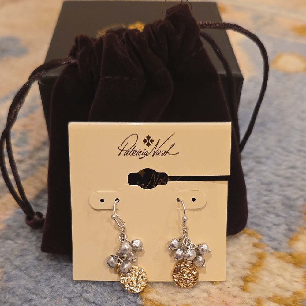 Patricia Nash Silver and Gold Cluster Earrings